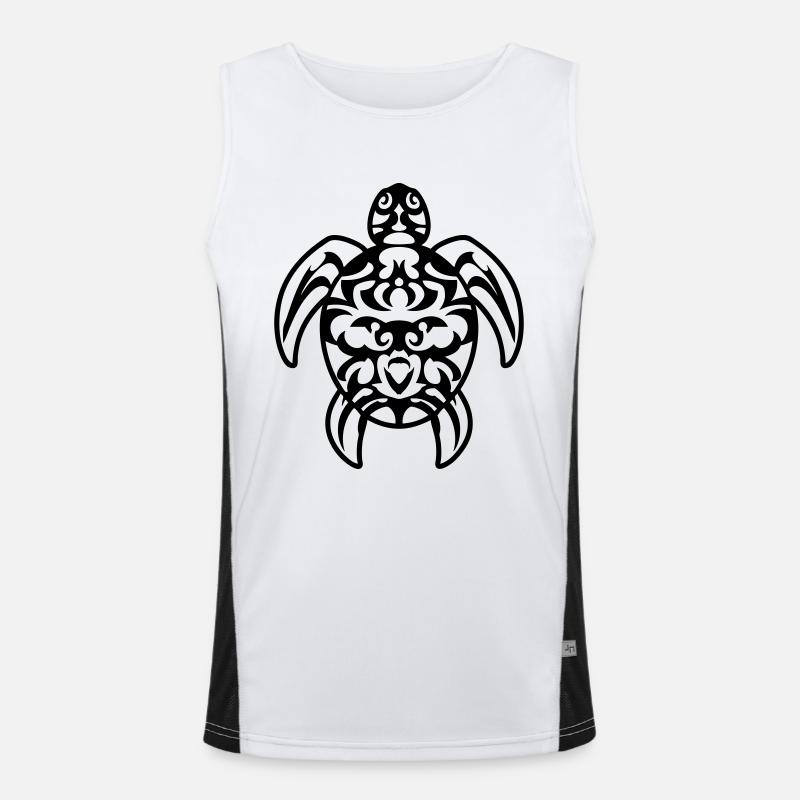 turtle tribal tattoo polynesian maori style Men's Functional Contrast Tank Top 