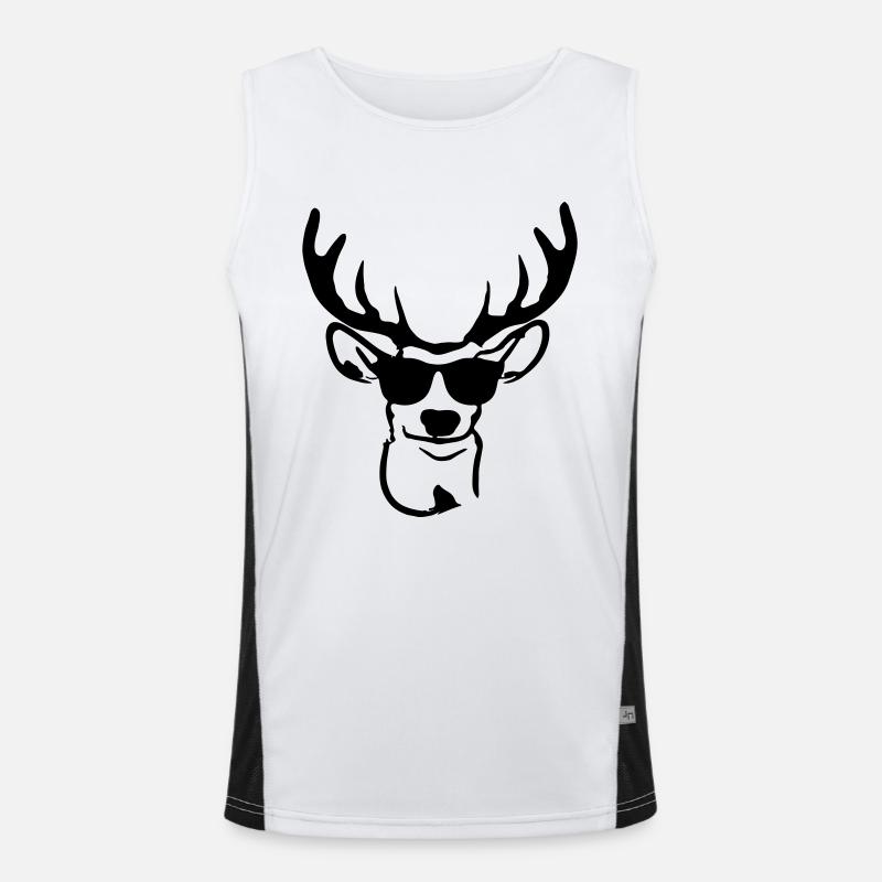 Hirsch mit Sonnenbrille Funktionelles Kontrast-Tank Top für Männer 
