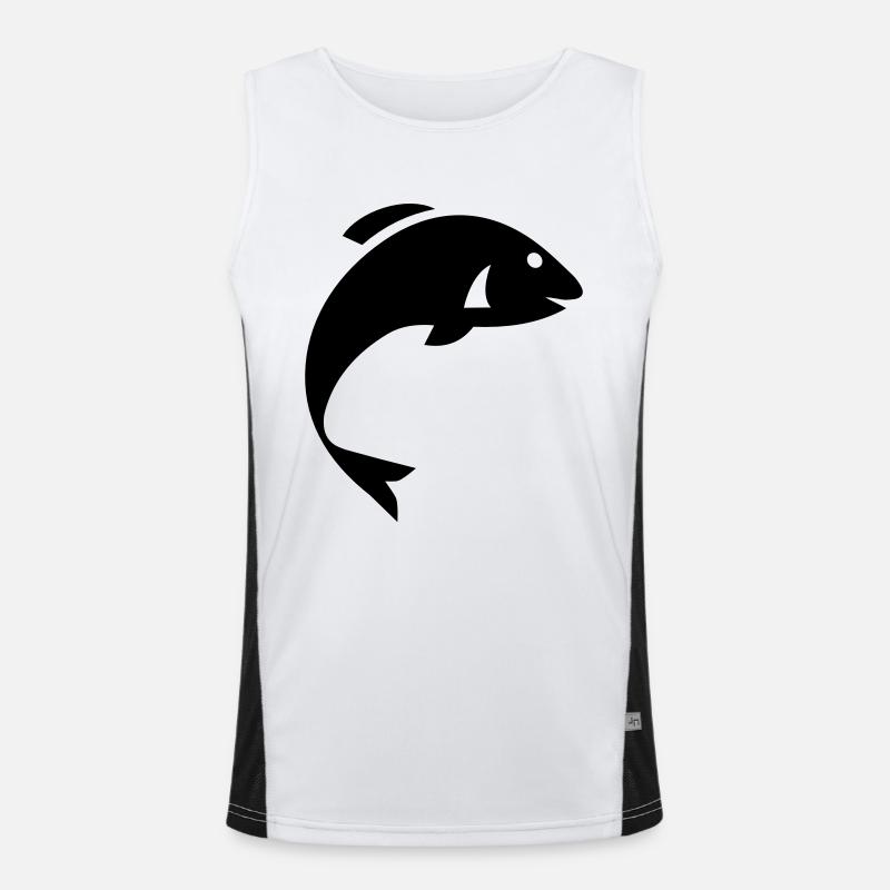 Fisch Symbol Funktionelles Kontrast-Tank Top für Männer 