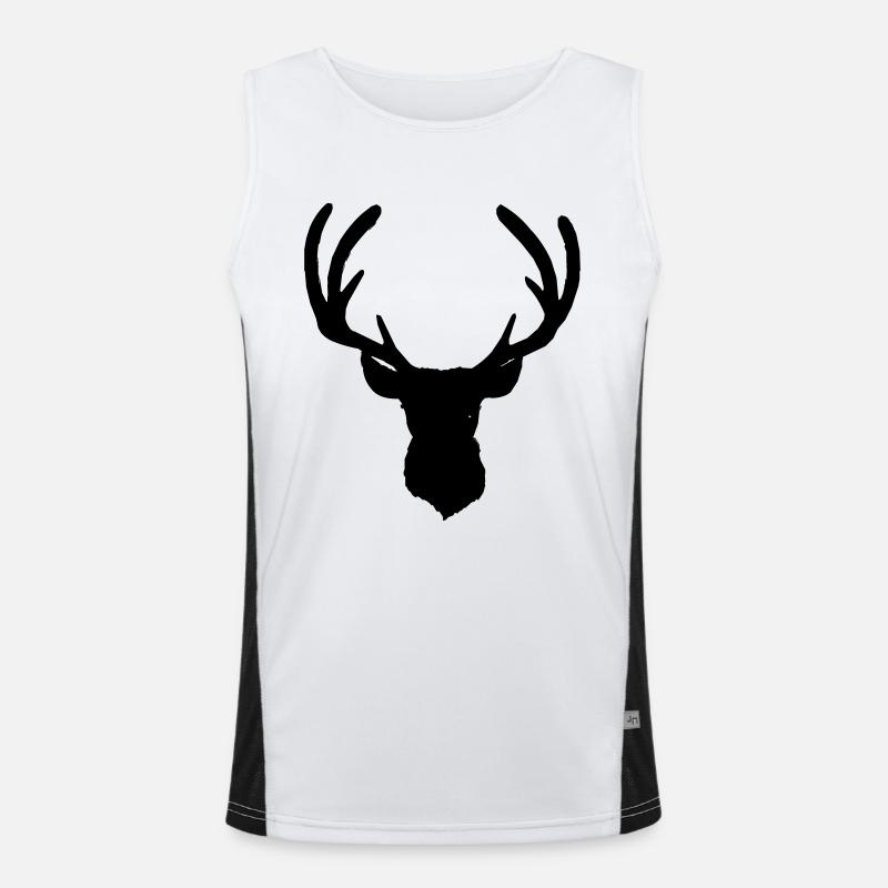 Hirschkopf im Herbst Hirsch Geweih Bock Reh Kitz 8 Funktionelles Kontrast-Tank Top für Männer 