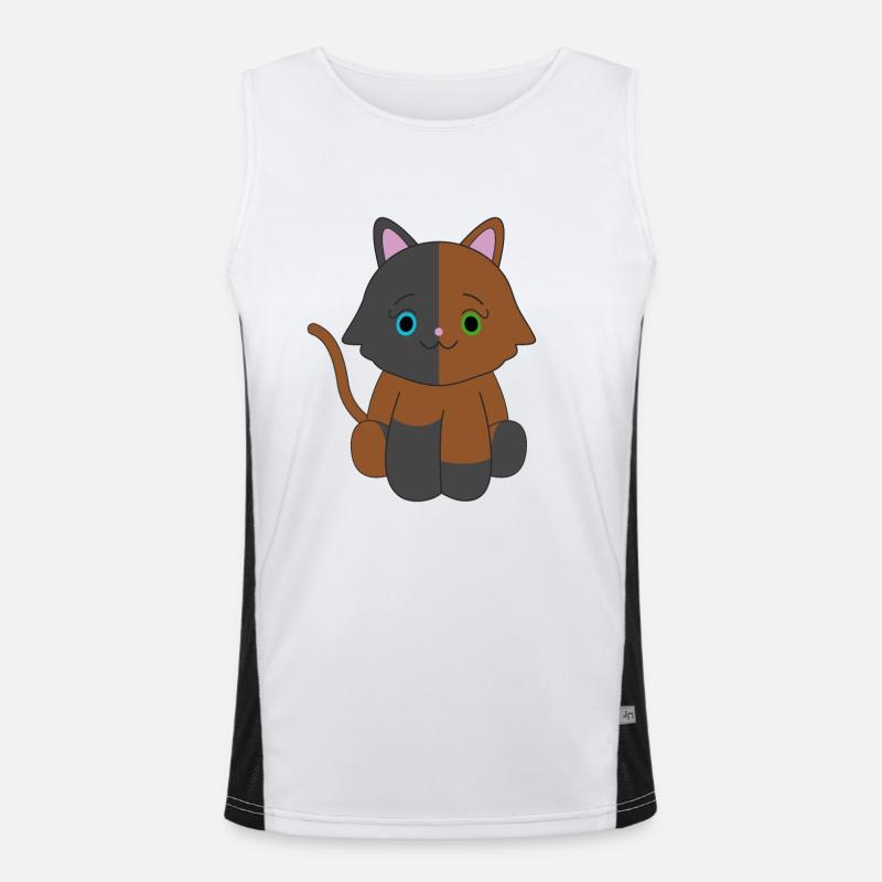 Braune und schwarze Katze Funktionelles Kontrast-Tank Top für Männer 