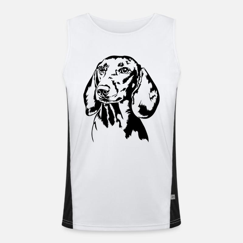 Dackel Dachshund Teckel Hundeportrait Hunde Funktionelles Kontrast-Tank Top für Männer 