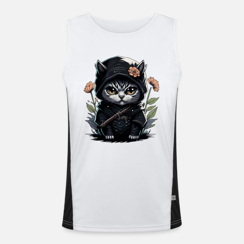 Die Ninja-Katze: Eine unbesiegbare Kämpferin Funktionelles Kontrast-Tank Top für Männer 