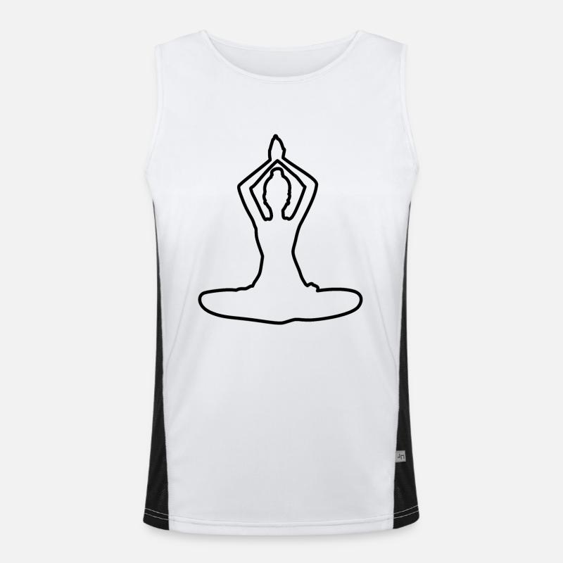 4 Yoga Padmasana oder Lotusblüte | Schwarzer Strich Funktionelles Kontrast-Tank Top für Männer 