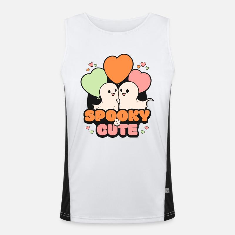 Spooky October Cute Halloween Ghost - Men's Functional Contrast Tank Top - white/black