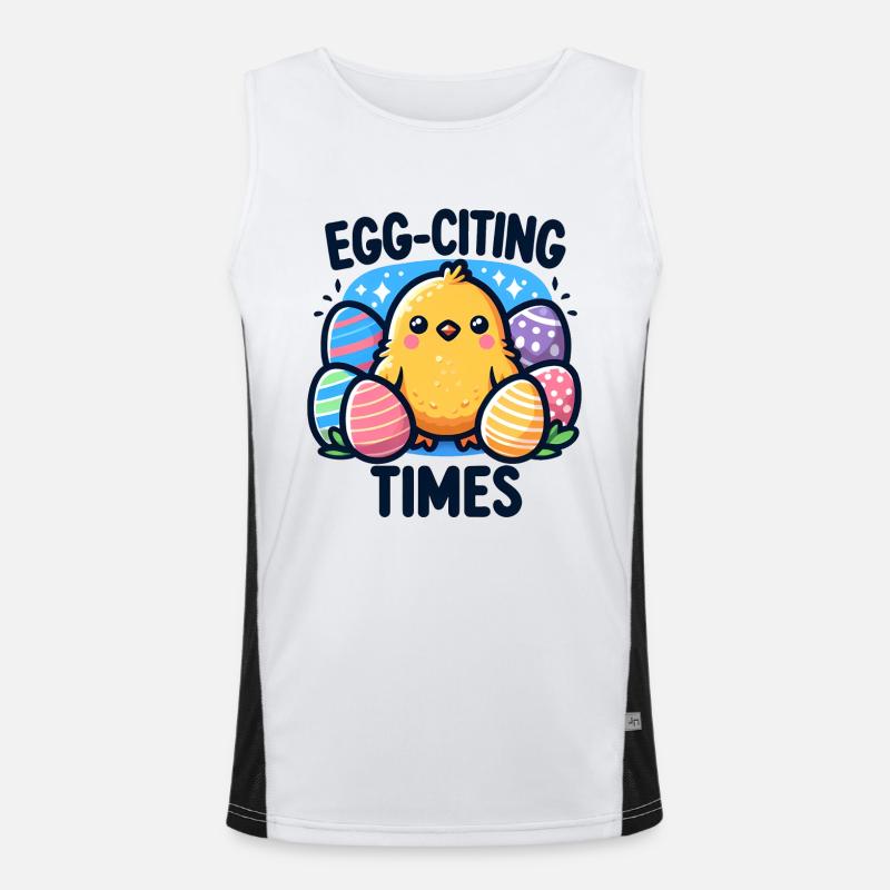 Funny Easter design - Egg-citing times - Men's Functional Contrast Tank Top  - white/black