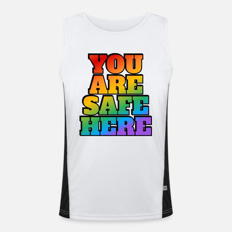 LGBT Safe Space Hier bist du sicher Funktionelles Kontrast-Tank Top für Männer 