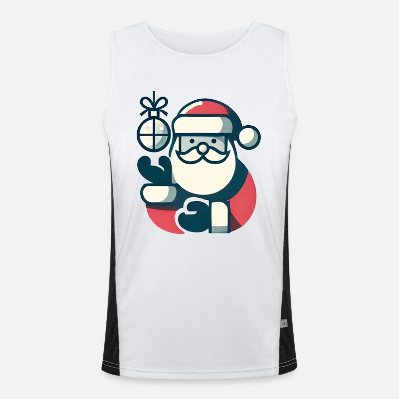 Weihnachtsmann mit Weihnachtskugel Funktionelles Kontrast-Tank Top für Männer 