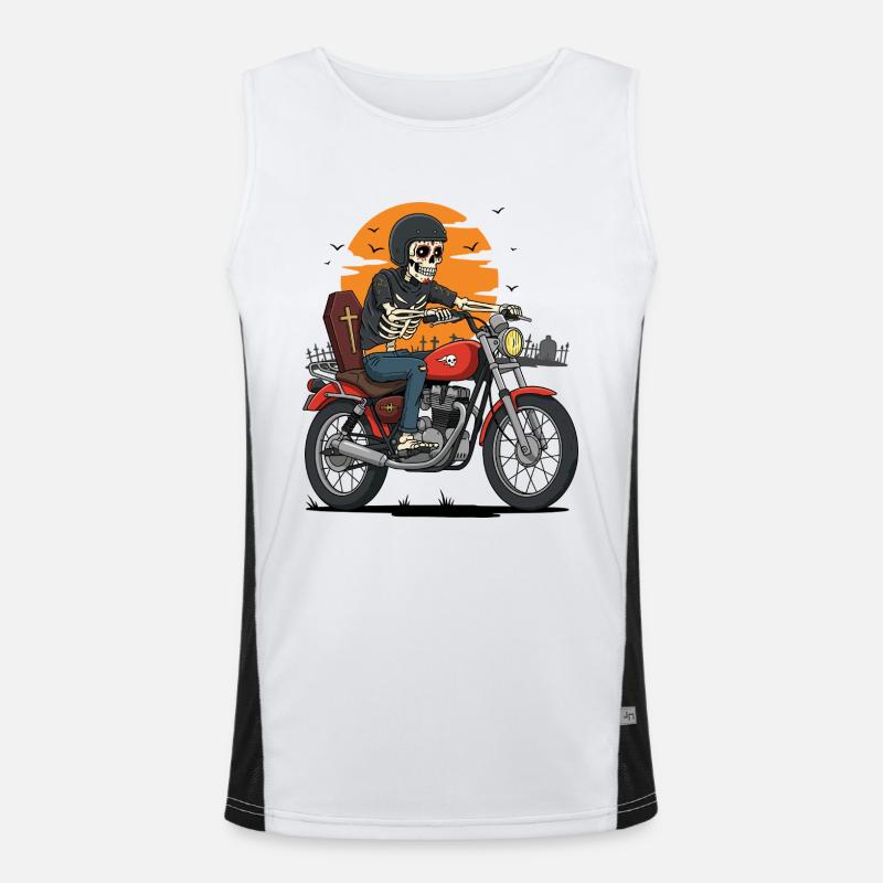 Skeleton Biker Funktionelles Kontrast-Tank Top für Männer 