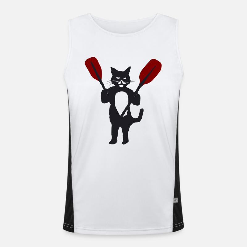 Katze mit Paddel 1 Funktionelles Kontrast-Tank Top für Männer 