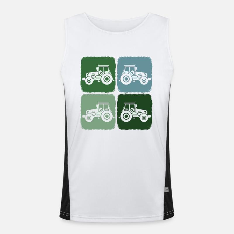 Trecker Retro Traktor Erntezeit in Landwirtschaft Funktionelles Kontrast-Tank Top für Männer 