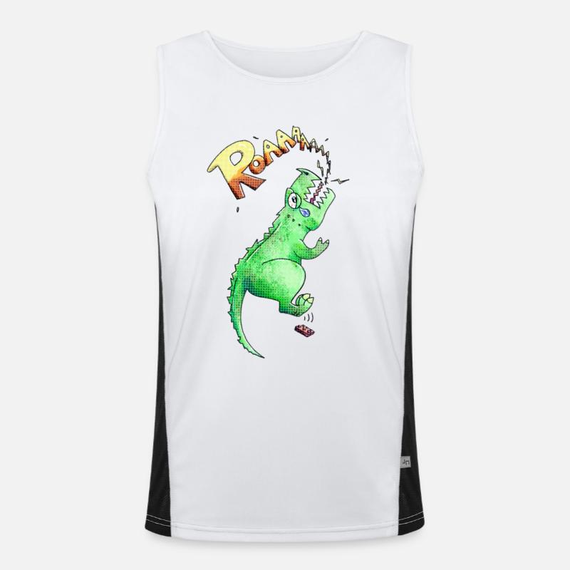 T-rex - Men's Functional Contrast Tank Top  - white/black