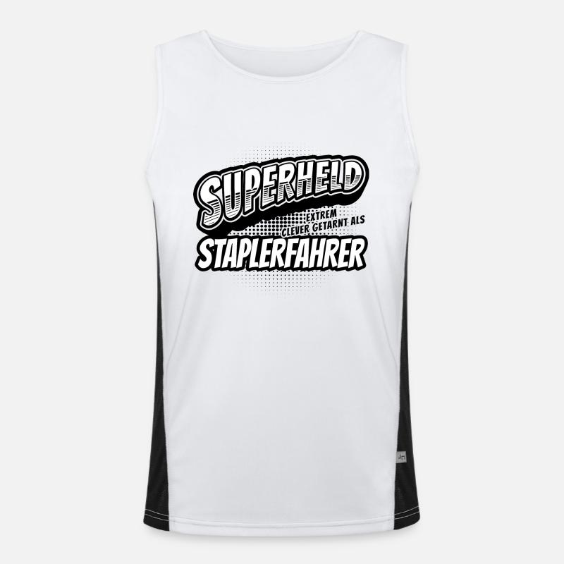 Superheld, clever getarnt als Staplerfahrer Funktionelles Kontrast-Tank Top für Männer 