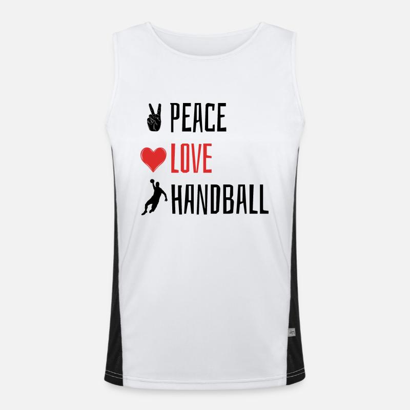 Peace Love Handball - Heart Men's Functional Contrast Tank Top 