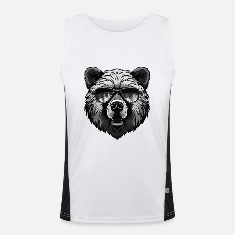 Bear Hipster Cool Party Men's Functional Contrast Tank Top 