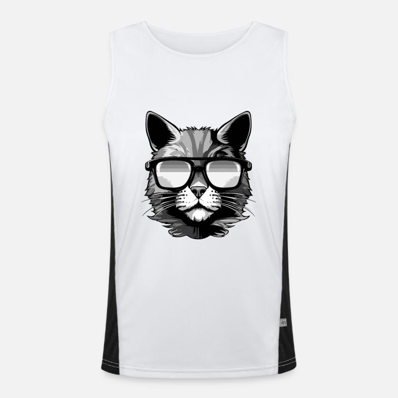 Fête cool hipster symbole chat Débardeur respirant contrasté Homme 