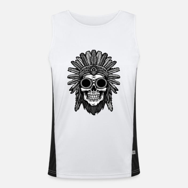 Apache Skull Indian Men's Functional Contrast Tank Top 