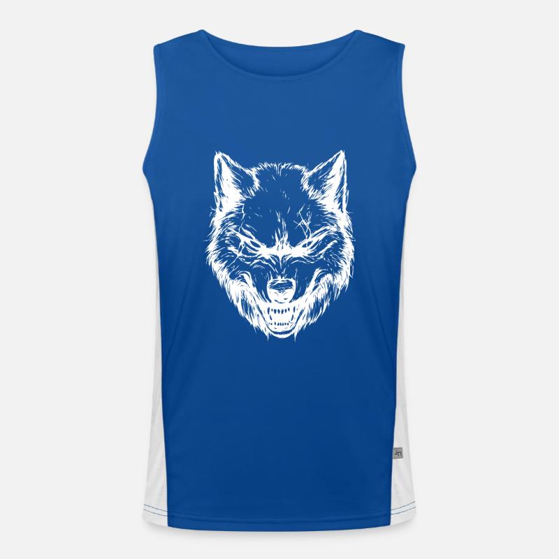 Wolf Kopf Tier Funktionelles Kontrast-Tank Top für Männer 