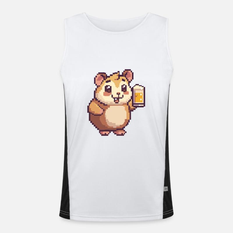 Hamster Pixel Bier Funktionelles Kontrast-Tank Top für Männer 