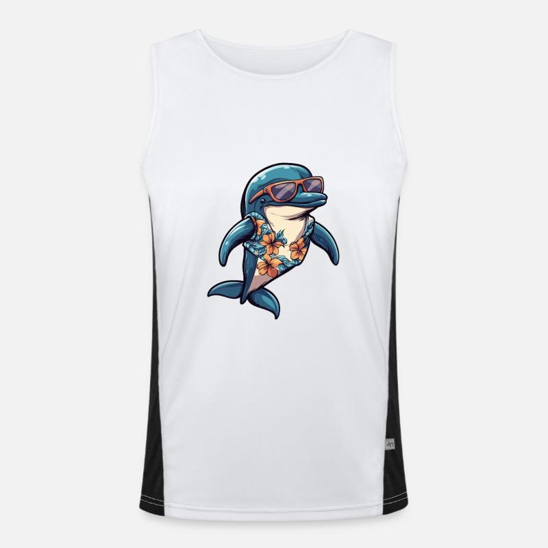 Dolphin Funny Summer Men's Functional Contrast Tank Top 