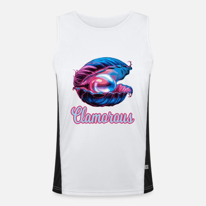 Clamorouse Muschel mit einer Perle Design Funktionelles Kontrast-Tank Top für Männer 