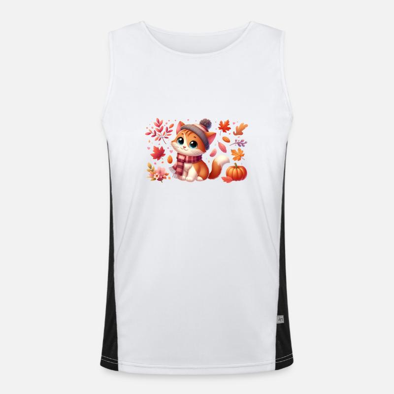 Herbst Katze 3 Funktionelles Kontrast-Tank Top für Männer 