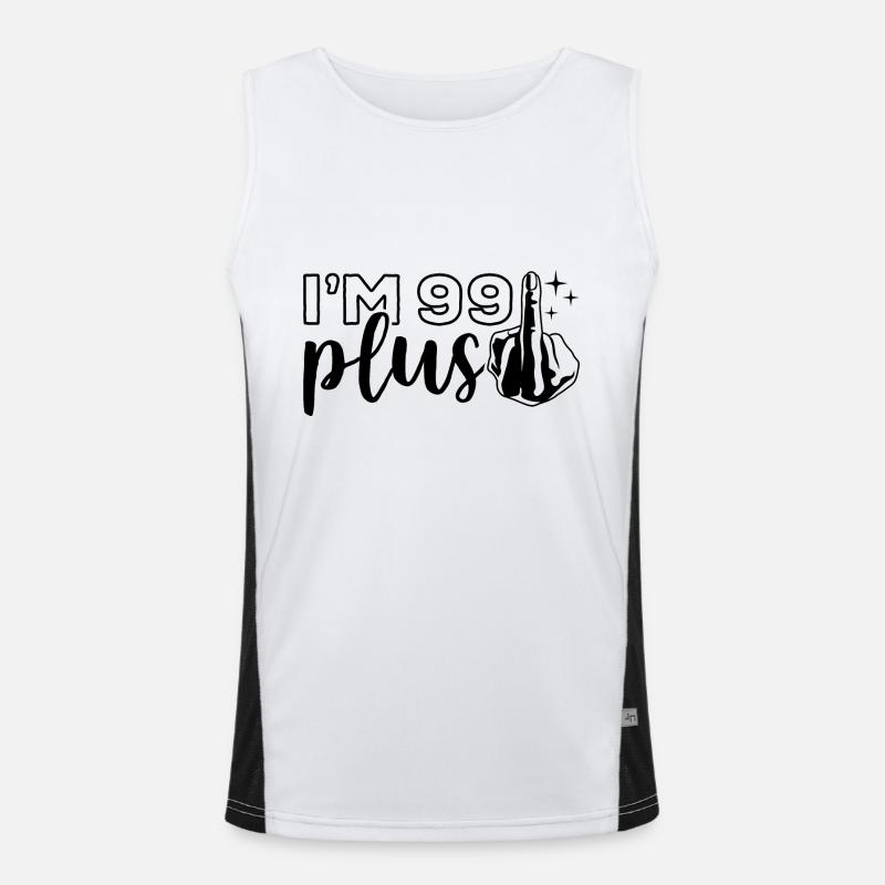 Ich bin 99 plus 1, Mittelfinger 100. Geburtstag Funktionelles Kontrast-Tank Top für Männer 