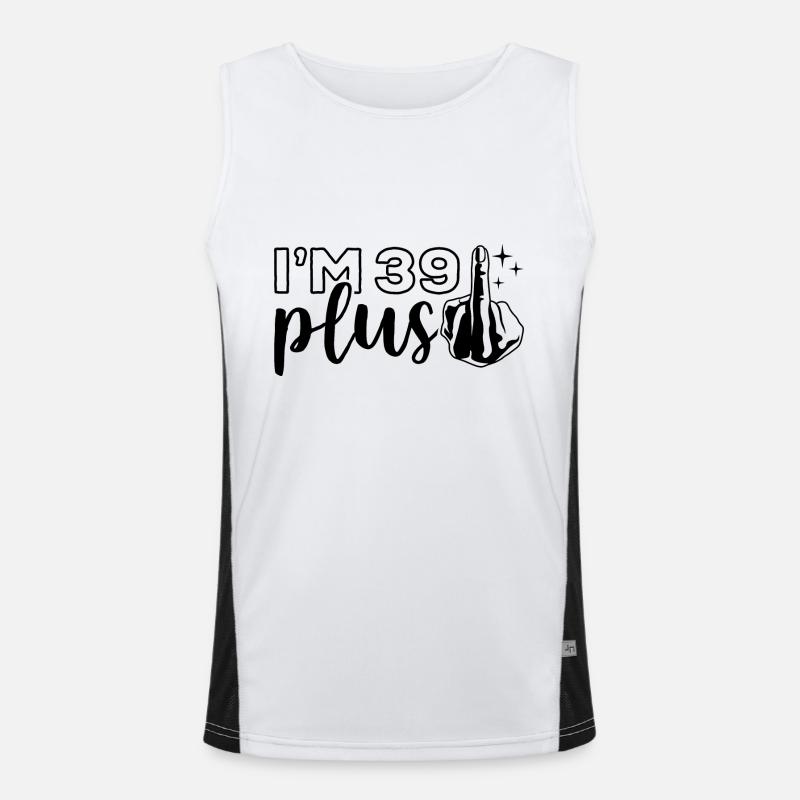Ich bin 39 plus 1, Mittelfinger 40. Geburtstag Funktionelles Kontrast-Tank Top für Männer 