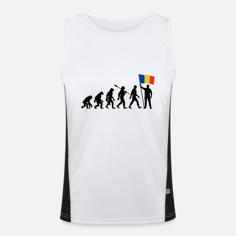 Rumänien - Evolution - Flagge - Nation Funktionelles Kontrast-Tank Top für Männer 