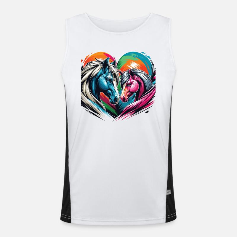 Pferdeliebe verliebte Pferde Herz Graffiti Style Funktionelles Kontrast-Tank Top für Männer 