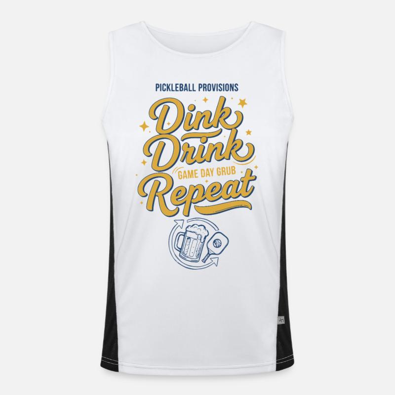 Pickleball Funny Player Dink Drink Repeat Love Men's Functional Contrast Tank Top 