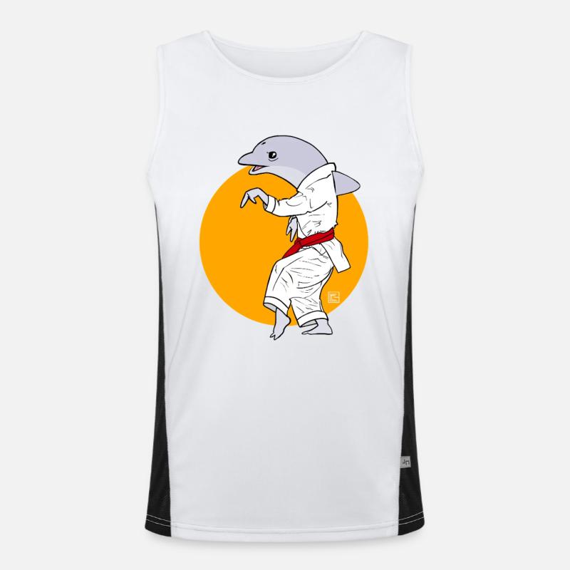 Karate-Delfin im Kimono Funktionelles Kontrast-Tank Top für Männer 