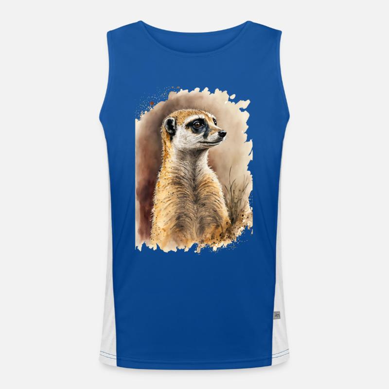 Süßes Erdmännchen Wasserfarben Funktionelles Kontrast-Tank Top für Männer 