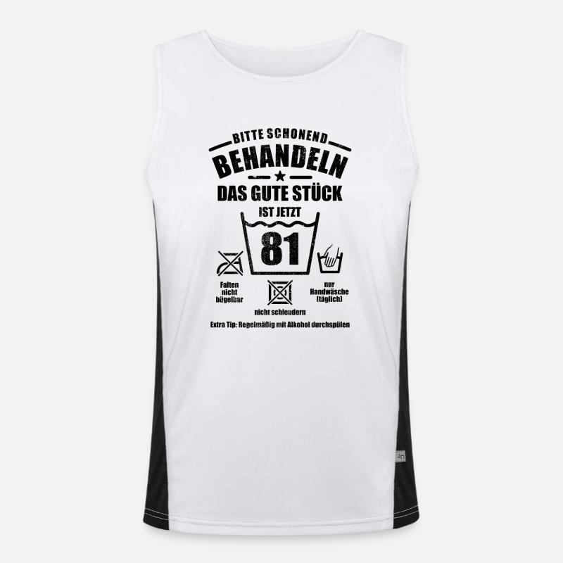 Schonend behandeln - 81. Geburtstag Geschenk Funktionelles Kontrast-Tank Top für Männer 