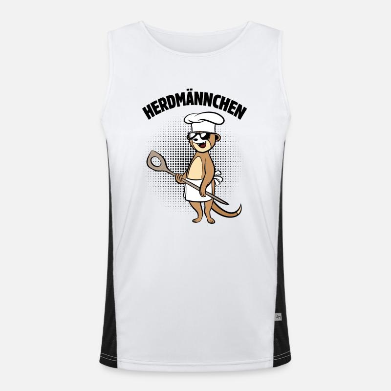 Herdmännchen - Erdmännchen mit Kochlöffel Funktionelles Kontrast-Tank Top für Männer 