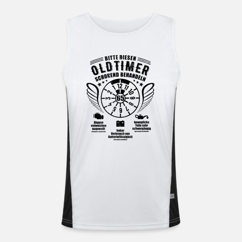 Oldtimer schonend behandeln - 65. Geburtstag Funktionelles Kontrast-Tank Top für Männer 