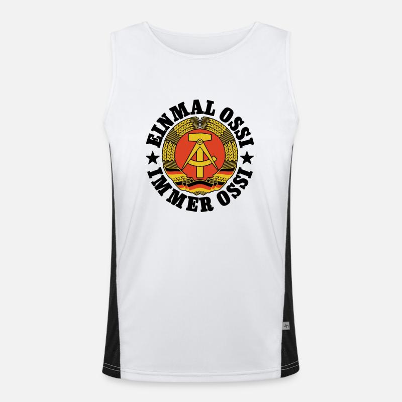 DDR Wappen, Einmal Ossi, Immer Ossi, Spruch Funktionelles Kontrast-Tank Top für Männer 