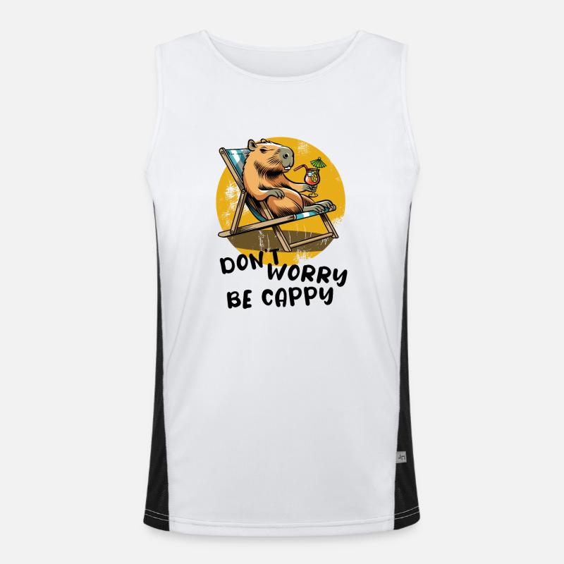 Don't worry be Cappy - Capybara - Urlaub Funktionelles Kontrast-Tank Top für Männer 