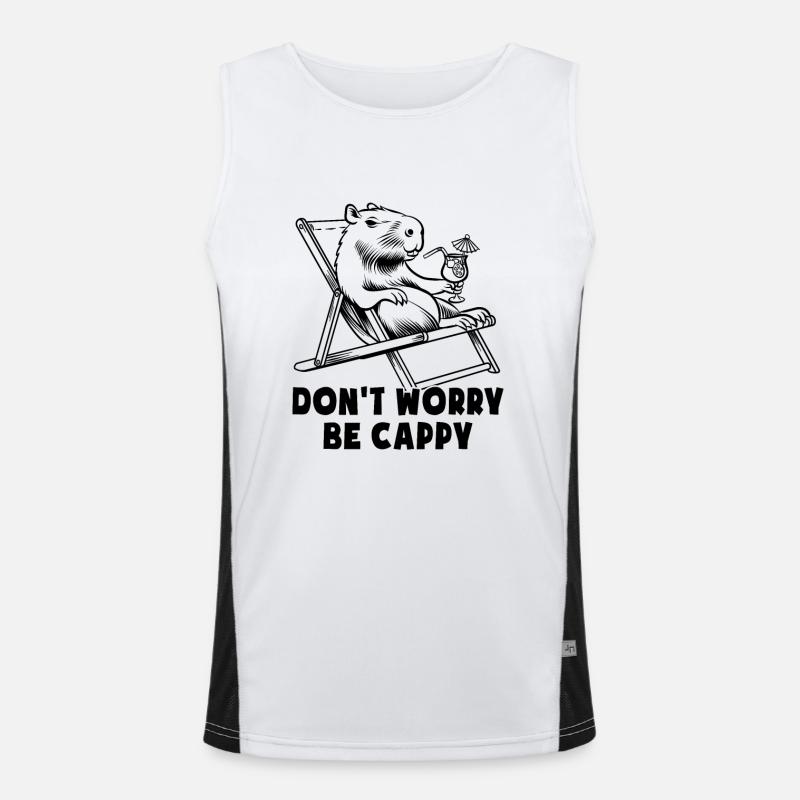 Don't worry be Cappy - Capybara - Urlaub Funktionelles Kontrast-Tank Top für Männer 
