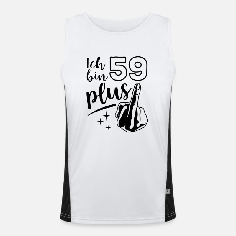 Ich bin 59 plus 1, Mittelfinger 60. Geburtstag Funktionelles Kontrast-Tank Top für Männer 