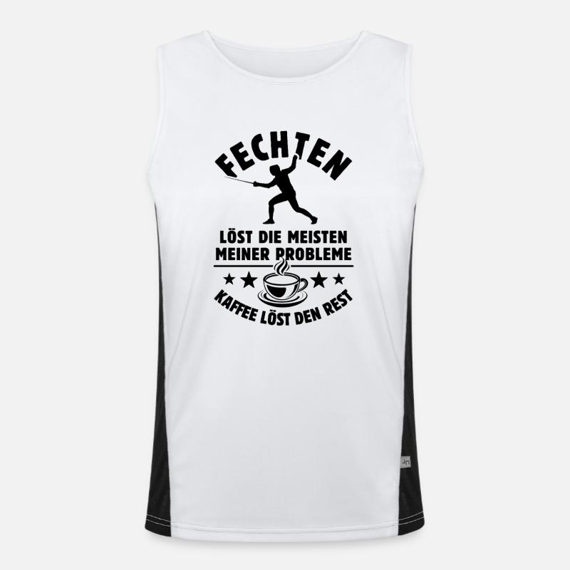 Fechten löst meine Probleme - Kaffee Spruch Funktionelles Kontrast-Tank Top für Männer 