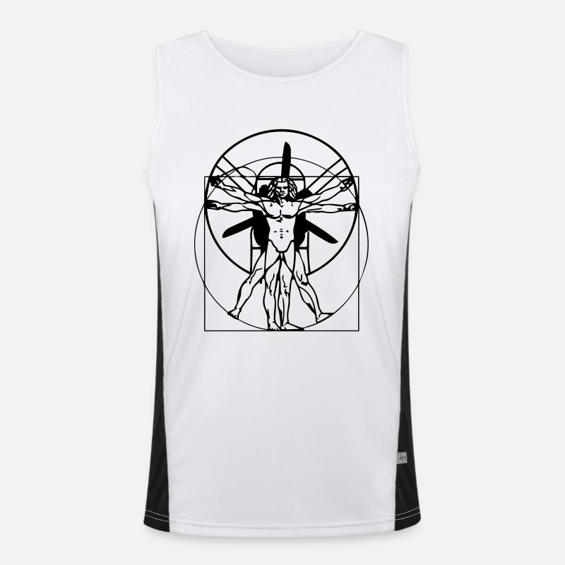 Leonado da Vinci Vitruvian Man Men's Functional Contrast Tank Top 