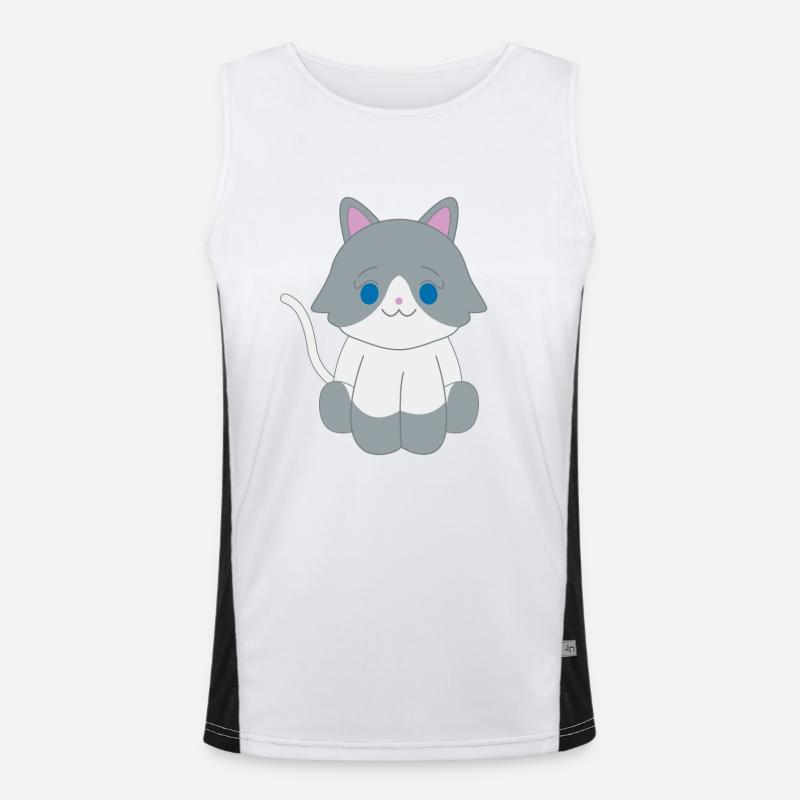Graue und weiße Katze Funktionelles Kontrast-Tank Top für Männer 