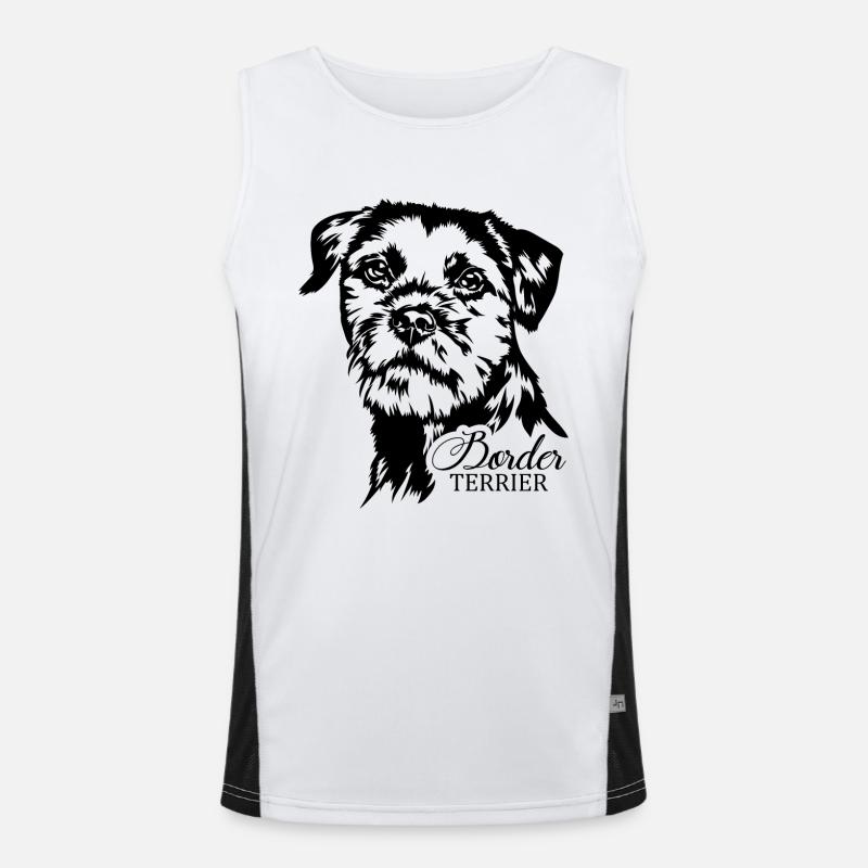 BORDER TERRIER Hundeportrait Hund Hunde Wilsigns Funktionelles Kontrast-Tank Top für Männer 