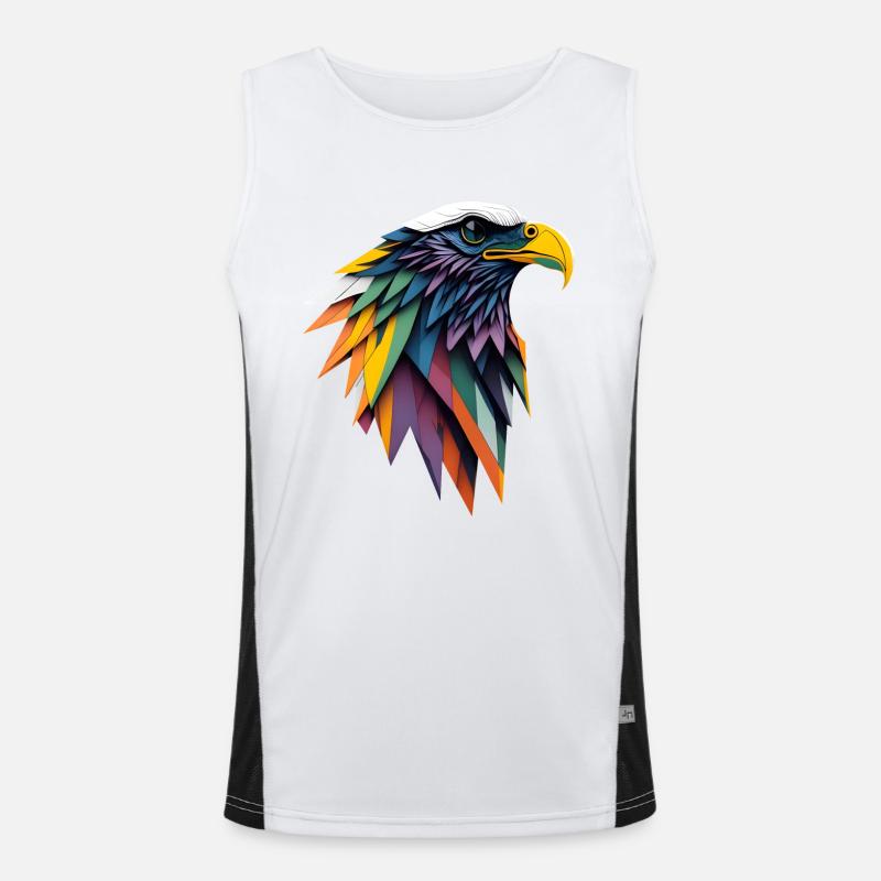Polygonal Eagle Head Men's Functional Contrast Tank Top 