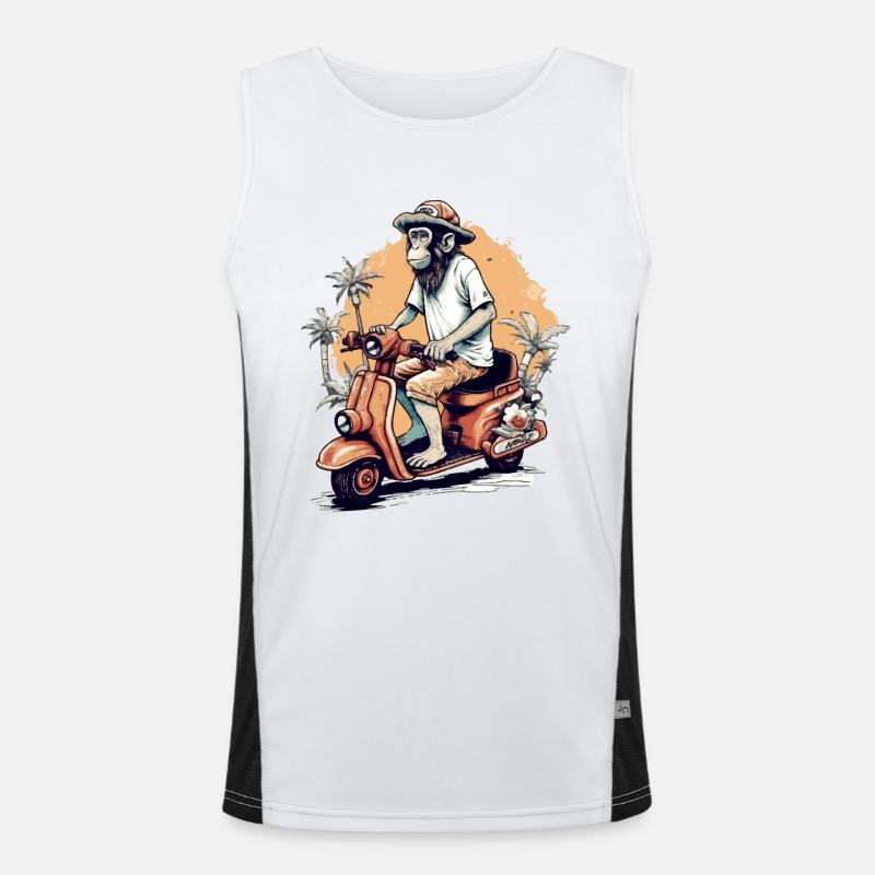 Billy der Affe auf dem Roller Funktionelles Kontrast-Tank Top für Männer 