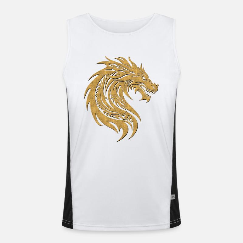 Fantasy Drache Anime Drachenkopf Mythisches Reptil Funktionelles Kontrast-Tank Top für Männer 