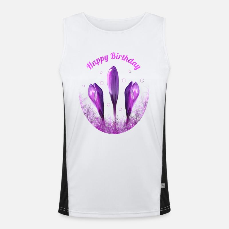 Crocus Joyeux Anniversaire Fleurs Débardeur respirant contrasté Homme 