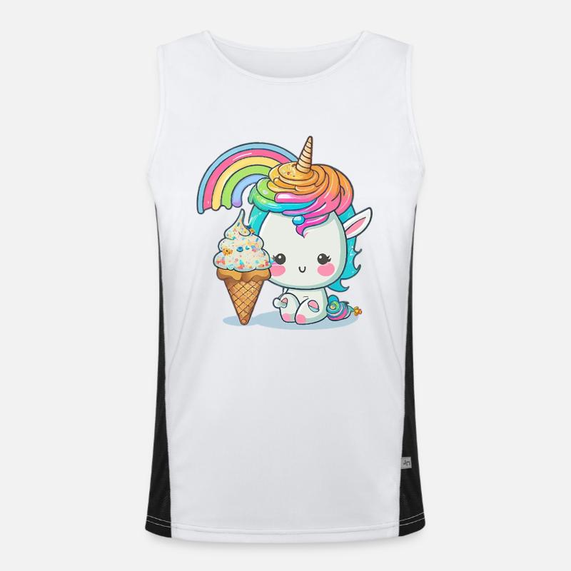 Einhorn-Paradies mit Regenbogenhaar Funktionelles Kontrast-Tank Top für Männer 