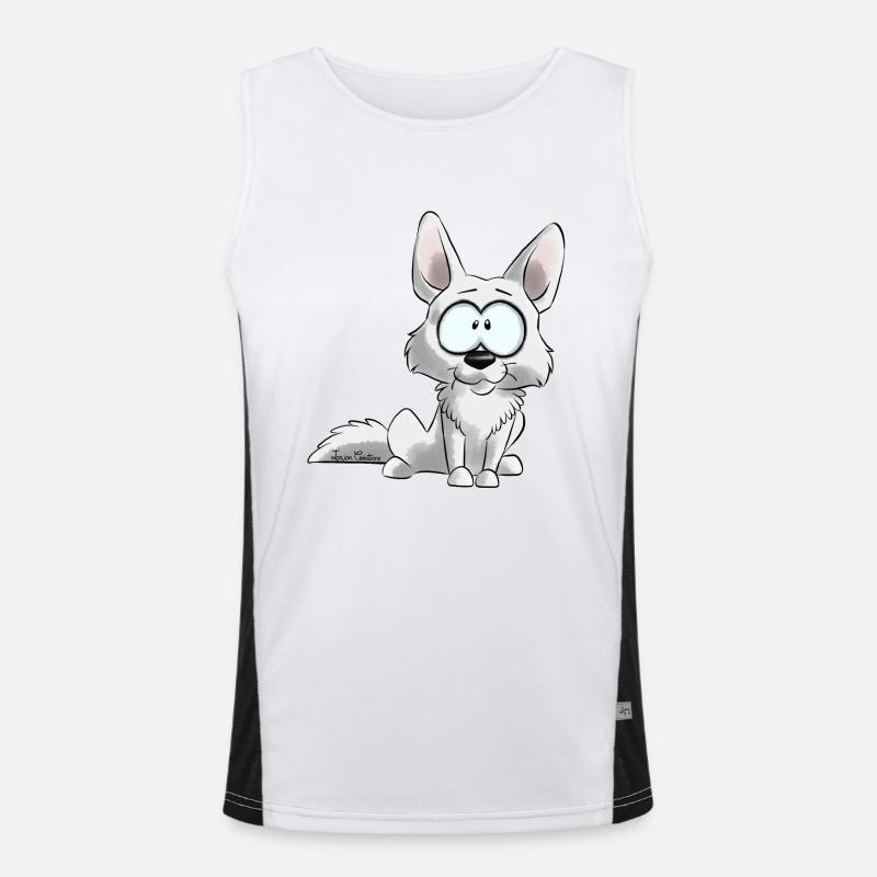 Ich bin Weiße Schweizer Schäferhund Funktionelles Kontrast-Tank Top für Männer 